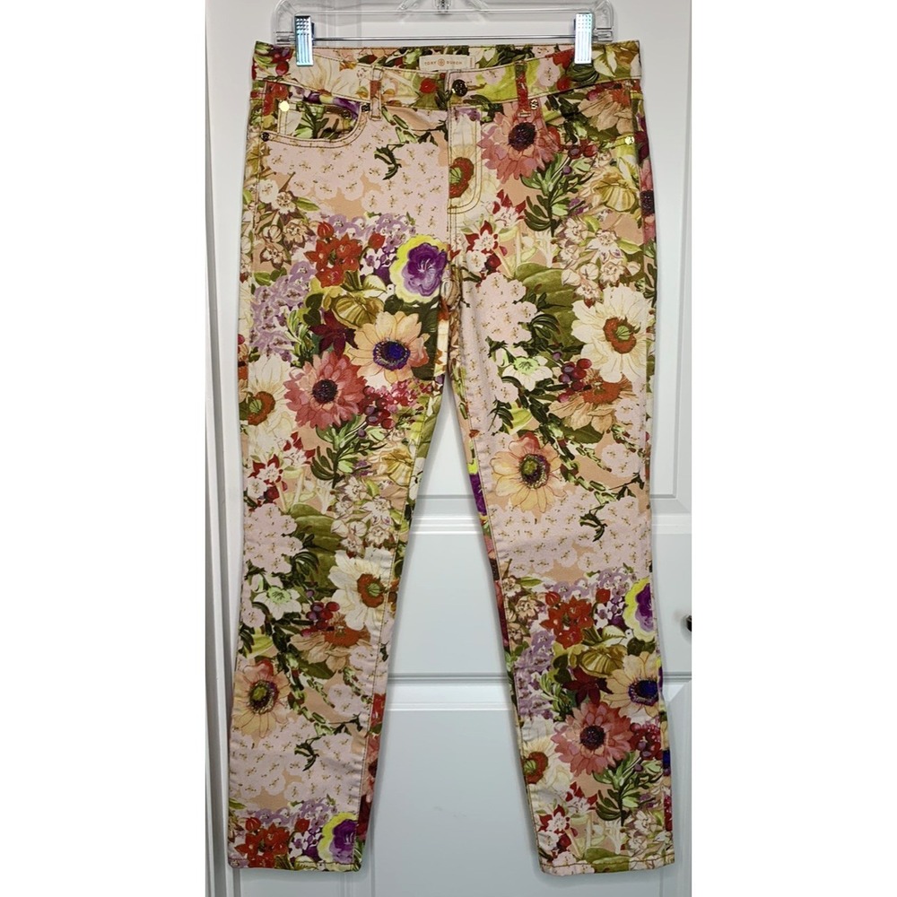 Tory Burch Women's Super Skinny Jean Size 29 Floral Print Flowers Colorful - Picture 10 of 15